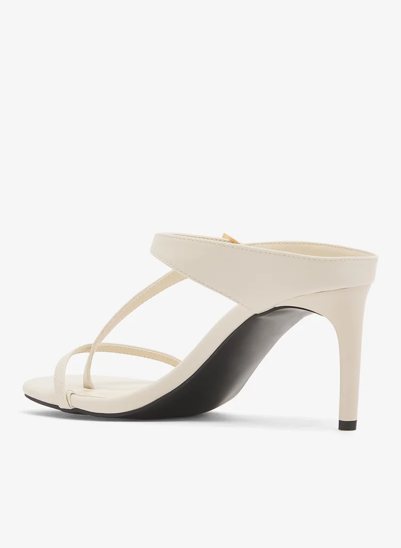 GLAMOROUS CREAM Cream Heeled Mule Sandals for Women | Best Price UAE